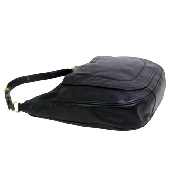 ROOMY Marc Jacobs NY BLACK GENUINE LEATHER FLAP HOBO SHOULDER BAG PURSE HANDBAG - Picture 7 of 16